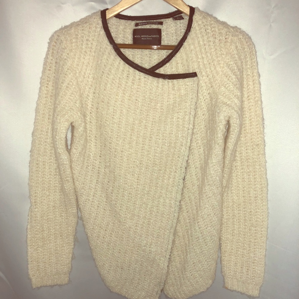 Scotch and Soda wool and leather trim sweater